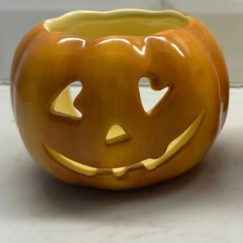 Williams Sonoma Orange Pumpkin Candle Holder